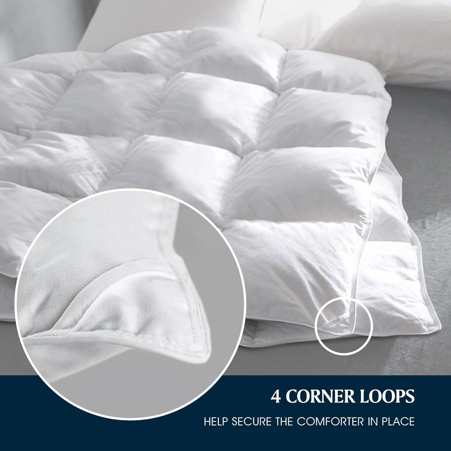 Serta Feather Down Comforter Full/Queen Size, Ultra Fluffy Lightweight Duvet Insert with Corner Tabs, Microfiber Cover All Season White Comforters, Skin-Friendly, 88"x88"