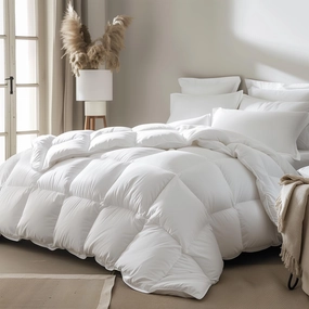 Serta Feather Down Comforter Full/Queen Size, Ultra Fluffy Lightweight Duvet Insert with Corner Tabs, Microfiber Cover All Season White Comforters, Skin-Friendly, 88"x88"
