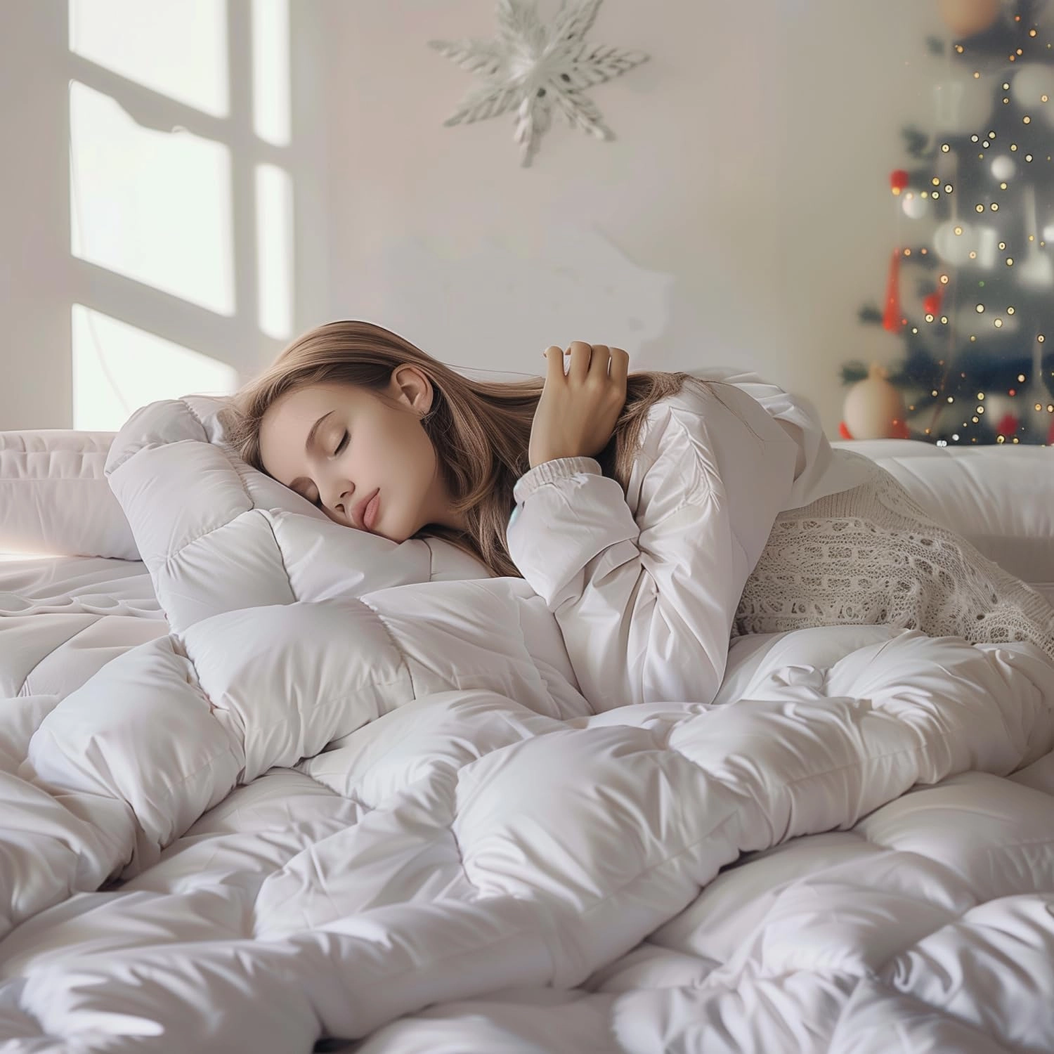 Serta Feather Down Comforter Full/Queen Size, Ultra Fluffy Lightweight Duvet Insert with Corner Tabs, Microfiber Cover All Season White Comforters, Skin-Friendly, 88"x88"