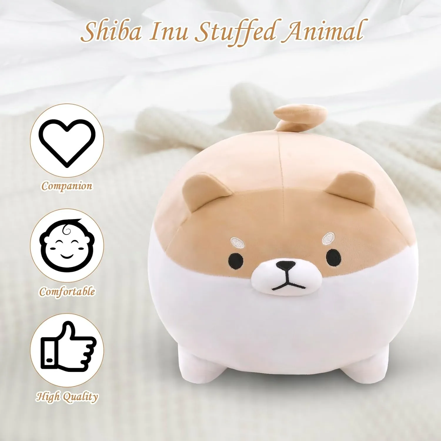 Shiba Inu Plush Kawaii Corgi Stuffed Animals with 4 Baby Corgi Plushies in Her Tummy, Soft Cotton Dog Plush Animal Pillow Gifts for Kids Boys and Girls
