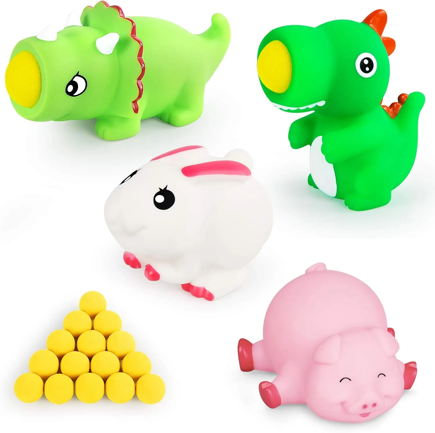 Shoot Ball Toys -Dinosaur Pig Toys Foam Ball Popper Guns, Toy Guns for Kids 4pk with 16 Foam Ball for Boys Girls Birthday Gifts