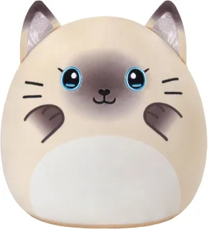 Siamese Cat Plush Pillow, Cute Kitty Stuffed Animal with Sparkly Ears, Soft Cat Plushies Pillow Plush Toys Gift for Kids Girls Boys Birthday, 12”