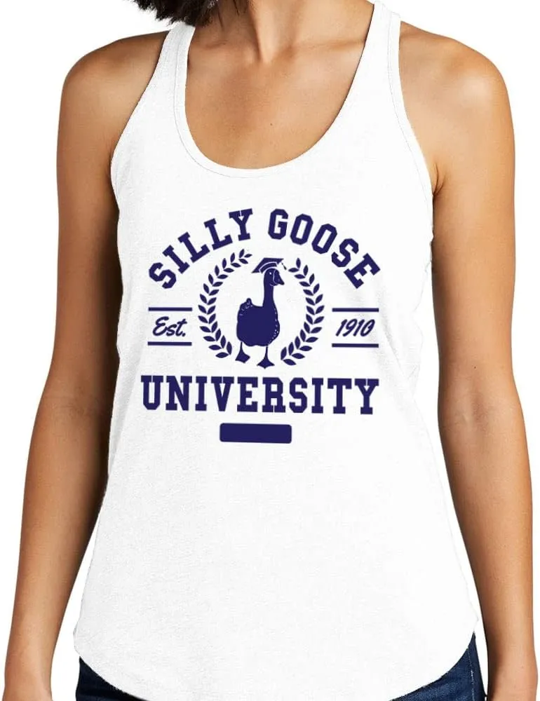 Silly Goose University Tank Top Fitted Racerback Women's