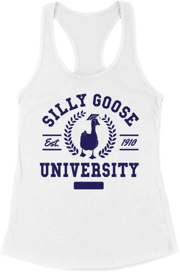 Silly Goose University Tank Top Fitted Racerback Women's