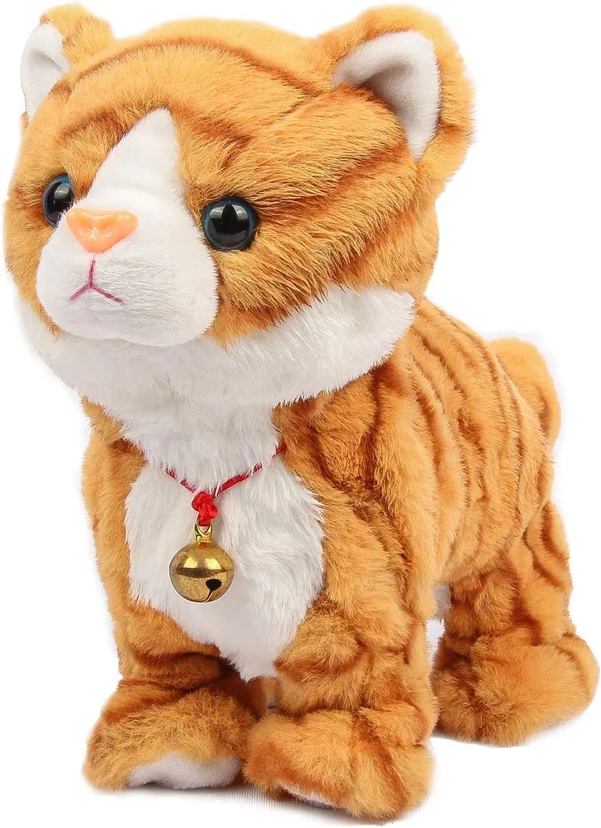 Smalody Interactive Plush Toys, Novelty Sound Control Electronic Cat Electronic Pets Robot Cat Gift for Children (Yellow)