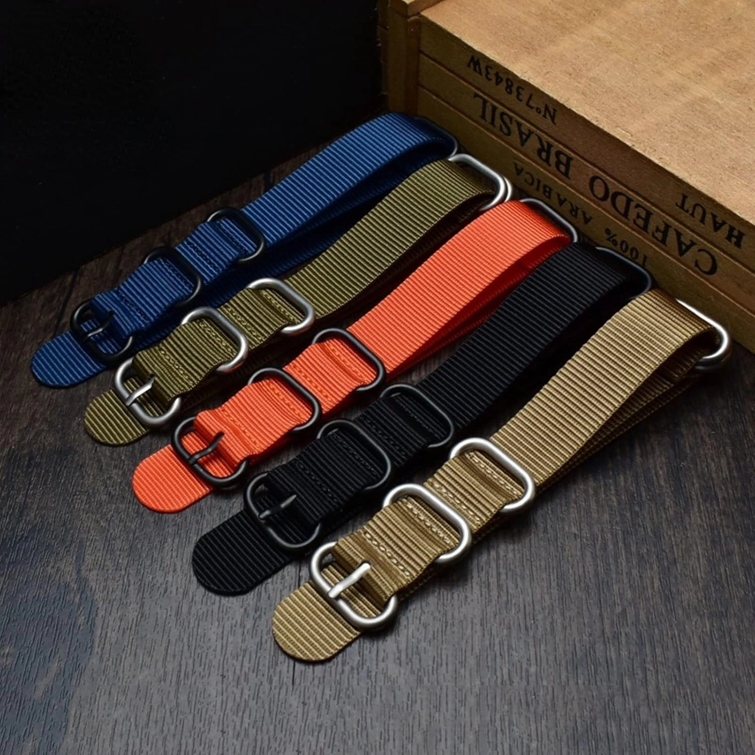 Smartwatch Bands,Universal Strap,16-26mm Men Outdoor Thickened Canvas Nylon Watchband Stainless Steel Ring Buckle Classic Watch Strap Accessories