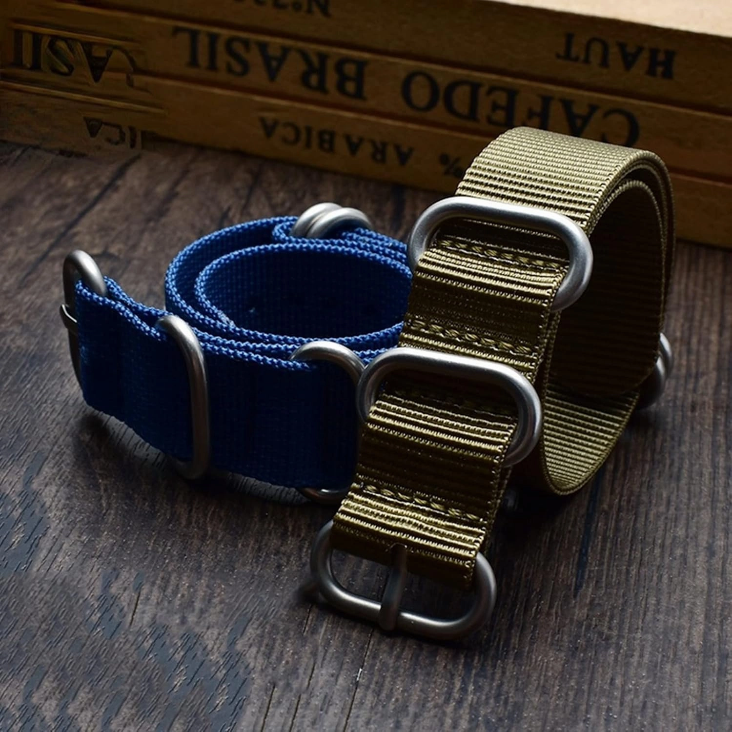 Smartwatch Bands,Universal Strap,16-26mm Men Outdoor Thickened Canvas Nylon Watchband Stainless Steel Ring Buckle Classic Watch Strap Accessories