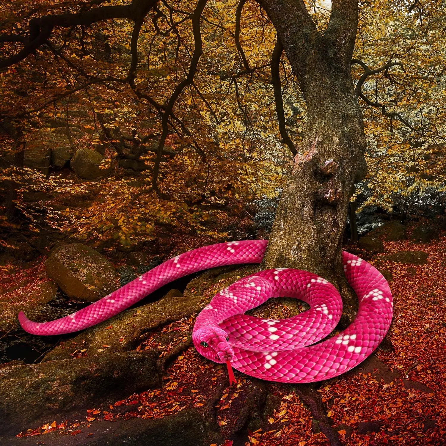Snake Plush, Stuffed Snake Animal, 71 in Large Toy Snakes for Kids, Giant Stuffed Animals Snake, Lifelike Plush Snake for Birthday Present Party Prank Prop (Pink)