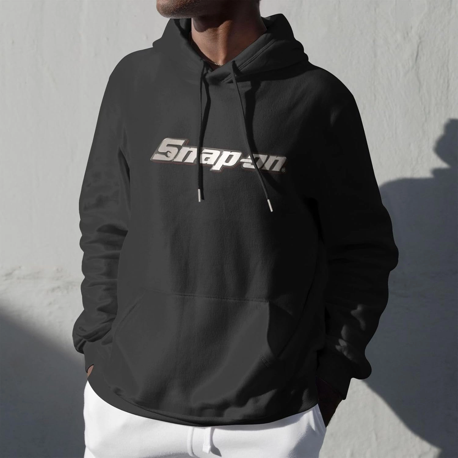 Snap On Mens Hoodies Fall Winter Sweatshirt Long Sleeve Casual Loose Basic Pullover Fleece Hooded-