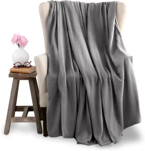 Soft Microfleece Blanket | Queen Size | All-Season Comfort | Super Soft Lightweight Throw | Plush for Bed, Couch, or Travel | Pet-Friendly | Gray