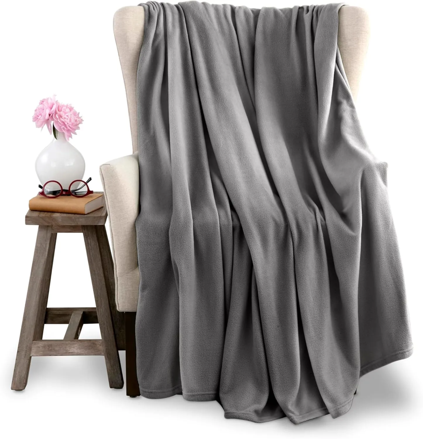 Soft Microfleece Blanket | Queen Size | All-Season Comfort | Super Soft Lightweight Throw | Plush for Bed, Couch, or Travel | Pet-Friendly | Gray