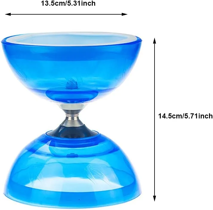 Soft Rubber Yoyo Set, with 1 Pc Diabolo, 1 Pc Spare 10m Rope, 2 Pcs Professional Poles, 1 Pc Net Bag, Flashing Triple Bearing Diabolo, for Beginners, Experienced Players (Blue & Purple)
