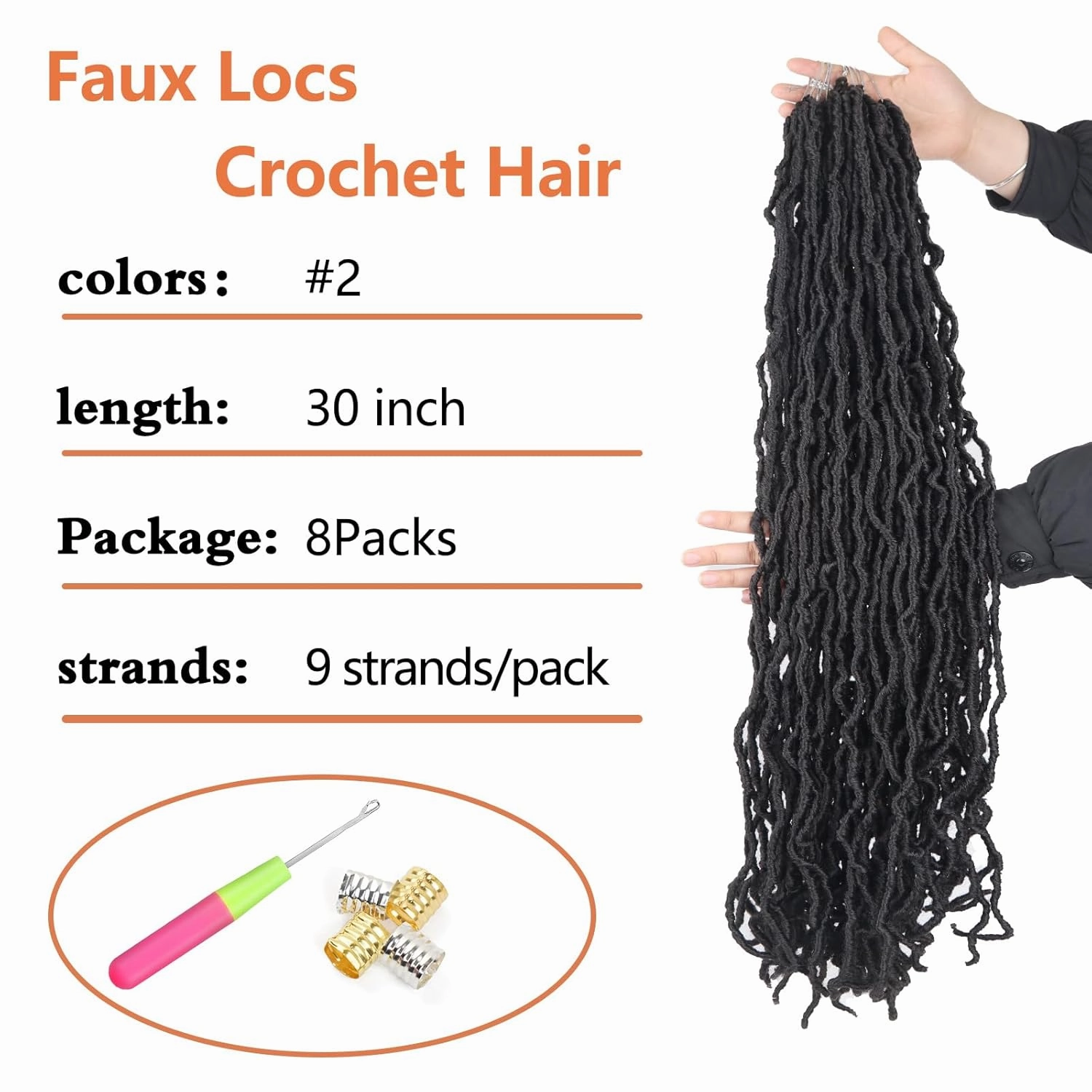 Soft Locs 30 Inch Synthetic 8 Packs Faux Locs Pre Looped Curly Wavy Crochet Hair For Black Women Hair Extensions