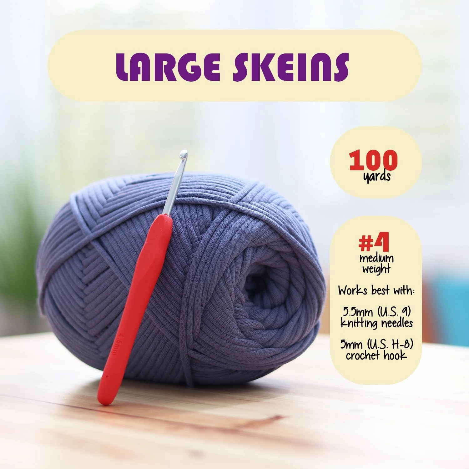 Soft Yarn for Crocheting – Crochet & Knitting Yarn, Beginner Yarn with Easy-to-See Stitches, 24 x 50g - 2400 Yards Amigurumi Yarn, Cotton-Nylon Blend Tshirt Yarn for Crocheting, Worsted Weight Yarn 4