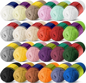 Soft Yarn for Crocheting – Crochet & Knitting Yarn, Beginner Yarn with Easy-to-See Stitches, 24 x 50g - 2400 Yards Amigurumi Yarn, Cotton-Nylon Blend Tshirt Yarn for Crocheting, Worsted Weight Yarn 4