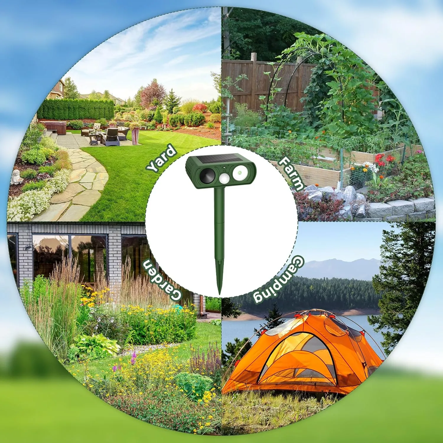 Solar Ultrasonic Animal Repellent Outdoor, Cat Squirrel Raccoon Bird Dog Deer Repellent Devices Motion Detection, Waterproof Mouse Skunk Rabbit Rodent Deterrent for Yard Farm Garden 2 Pack