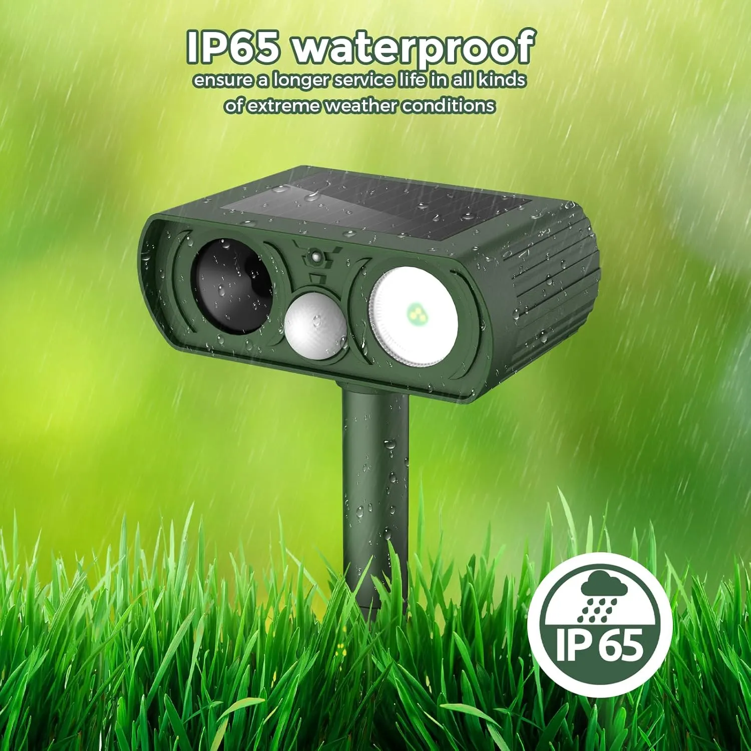 Solar Ultrasonic Animal Repellent Outdoor, Cat Squirrel Raccoon Bird Dog Deer Repellent Devices Motion Detection, Waterproof Mouse Skunk Rabbit Rodent Deterrent for Yard Farm Garden 2 Pack