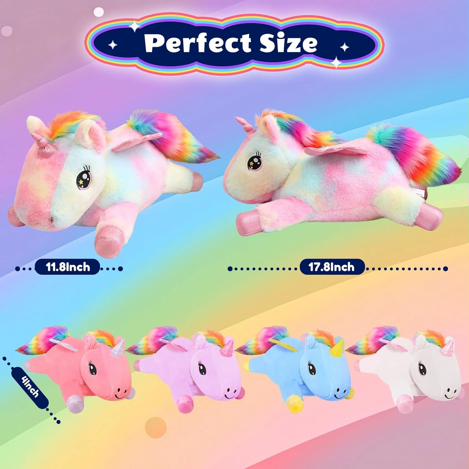 SQEQE Unicorn Mommy Stuffed Animal with 4 Baby Unicorns, Super Soft Cartoon Hugging Toy Gifts for Girls Boys Birthday