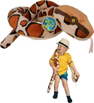 Sssnakes - Burmese Python from Deluxebase. 55" Soft Toy Snake Stuffed Animal. Soft Plush Made from Recycled Plastic Bottles. Perfect Eco-Friendly Snake Toy for Boys and Girls.