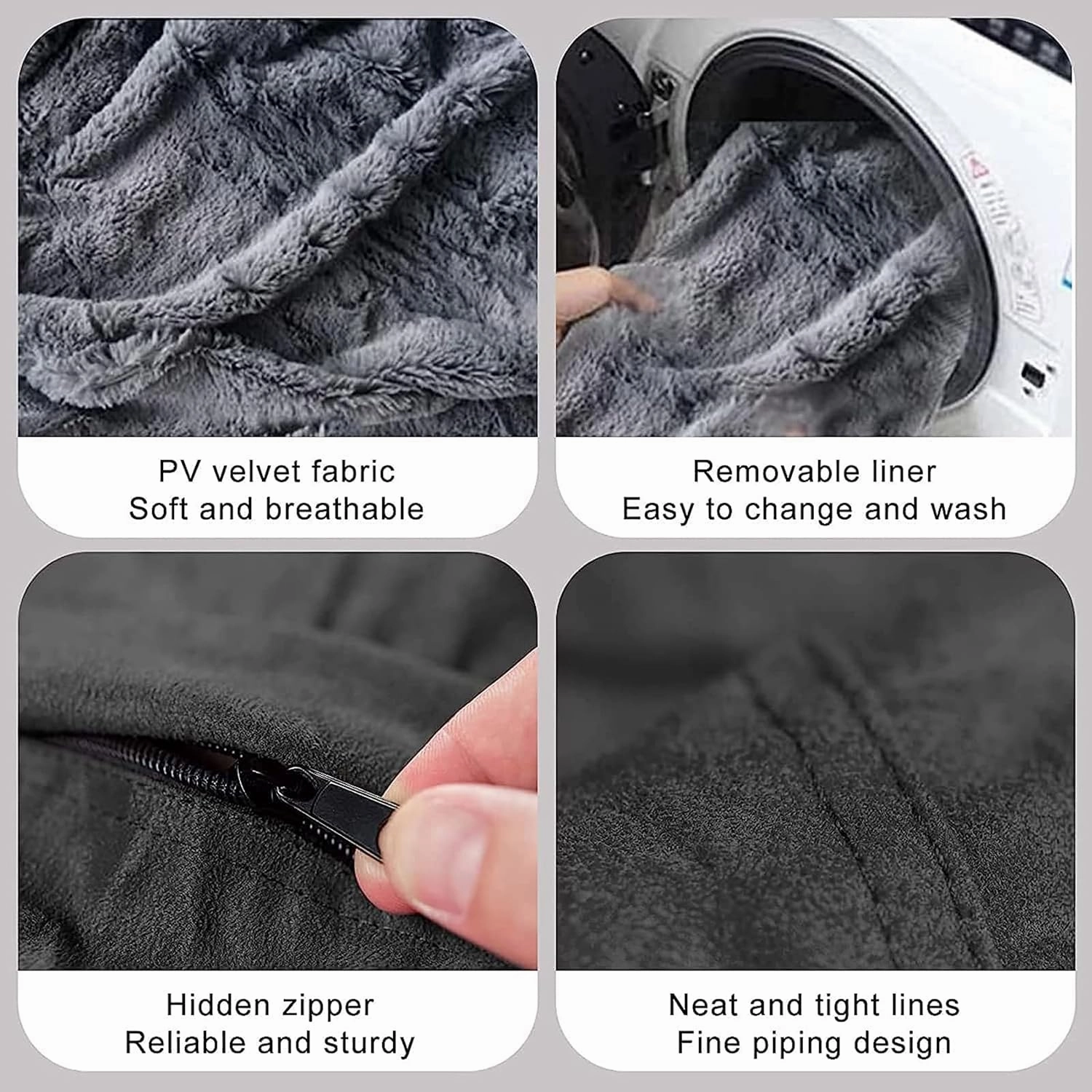 Storage Bean Bag Chair Cover(No Filler) for Organizing Plush Toys Or Textile，Pv Fleece Washable Large Bean Bag Chairs Cover for Adults for Living Room Bedroom Furniture (Black, 4FT)