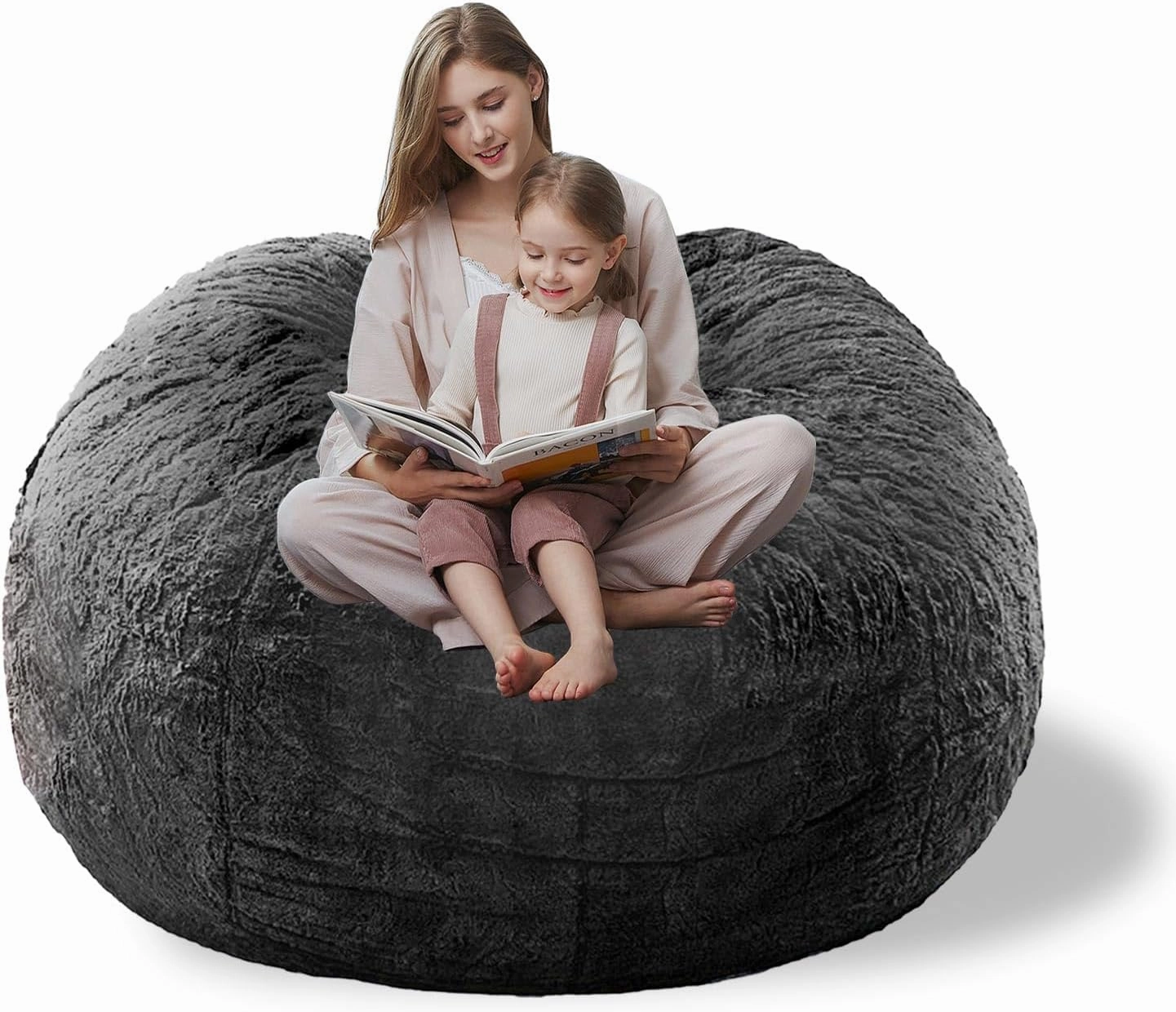Storage Bean Bag Chair Cover(No Filler) for Organizing Plush Toys Or Textile，Pv Fleece Washable Large Bean Bag Chairs Cover for Adults for Living Room Bedroom Furniture (Grey, 4FT)
