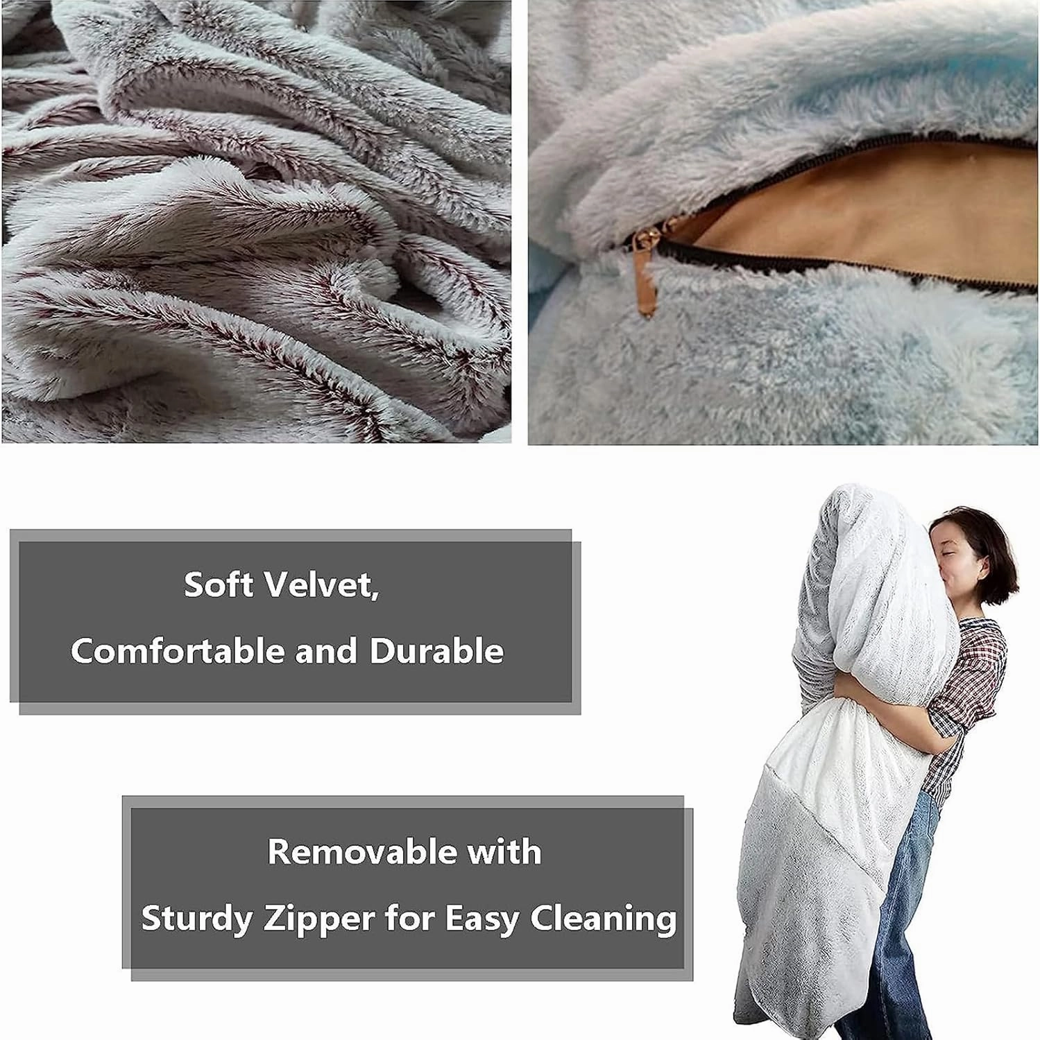 Storage Bean Bag Chair Cover(No Filler) for Organizing Plush Toys Or Textile，Pv Fleece Washable Large Bean Bag Chairs Cover for Adults for Living Room Bedroom Furniture (Grey, 4FT)
