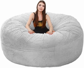 Storage Bean Bag Chair Cover(No Filler) For Organizing Plush Toys Or Textile，Pv Fleece Washable Large Bean Bag Chairs Cover For Adults For Living Room Bedroom Furniture (Light grey, 7FT)