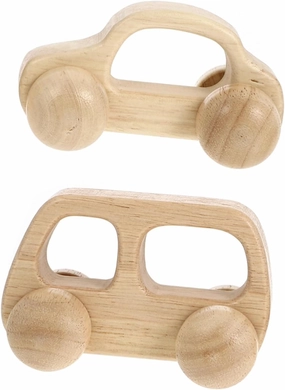 SUPVOX 2pcs Wooden Push Car Grasping for Boy Girl Teething Friendly Enhances Motor Skills Inertia Design for Crawling Walking