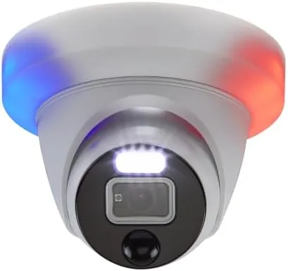 Swann 4K Master-Series Enforcer™ NVR Dome Camera with Controllable Police Style Red & Blue Lights and Spotlights - SWNHD-876DER