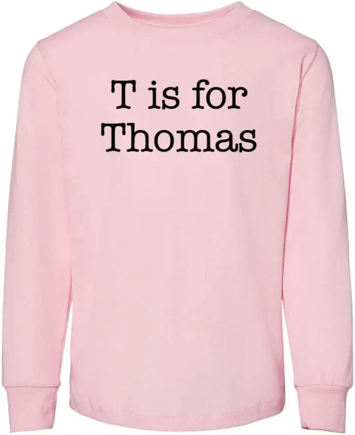 T is for Thomas Toddler Kids Long Sleeve T-Shirt