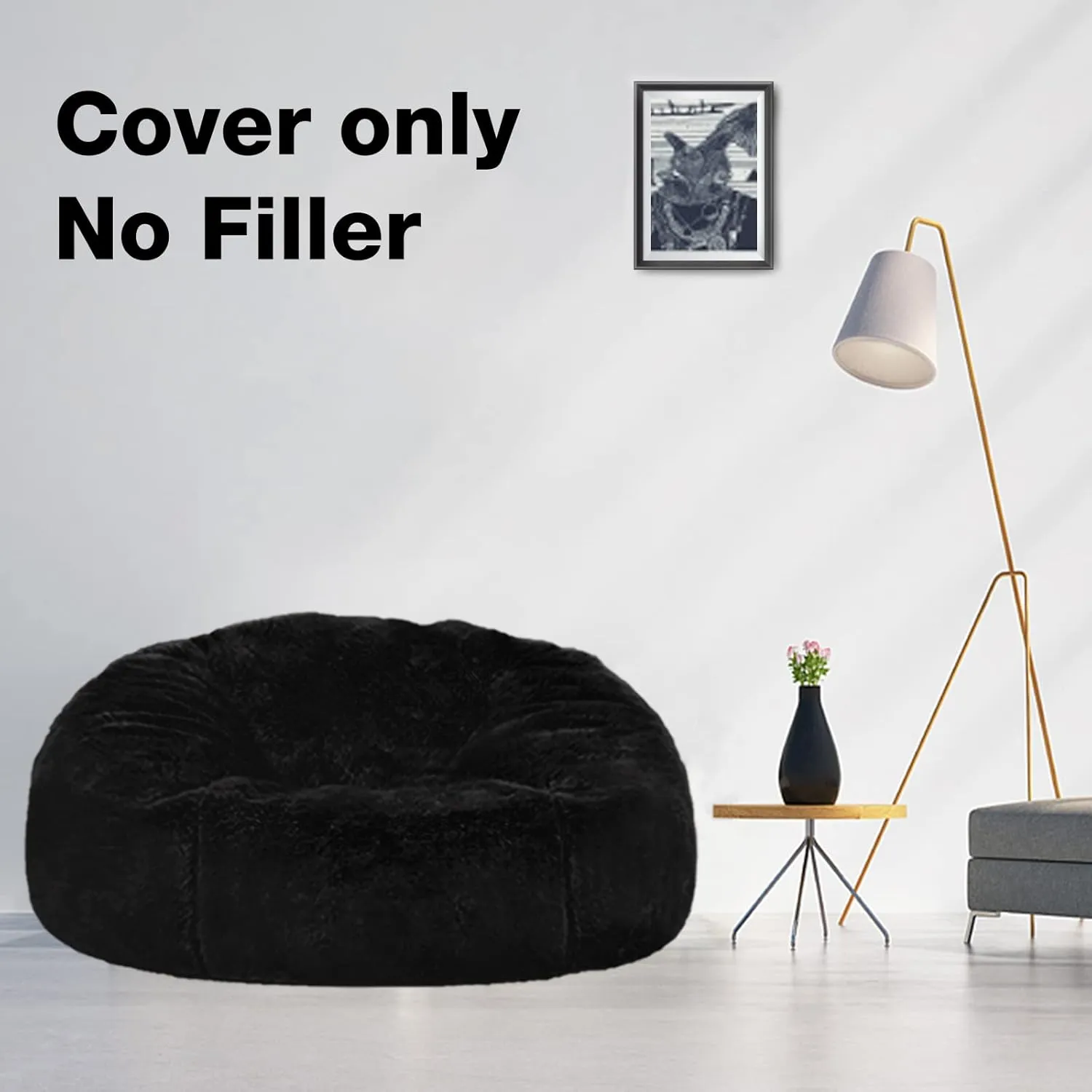 Taotique 6FT Giant Bean Bag Chair Cover (Cover only, No Filler) Soft Faux RH Fur Sofa Bed Washable Bean Bag Couch Cover for Adult and Kids with Liner