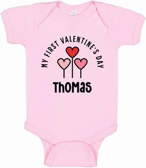 TATY Kids My First Valentine's Day Thomas Baby Infant One Piece Bodysuit 24 Months Light Pink