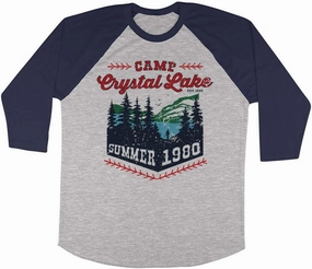 TeesAndTankYou Camp Crystal Lake Three-Quarter Raglan Sleeve Baseball Shirt Unisex