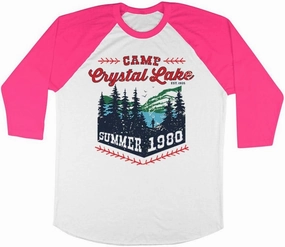 TeesAndTankYou Camp Crystal Lake Three-Quarter Raglan Sleeve Baseball Shirt Unisex