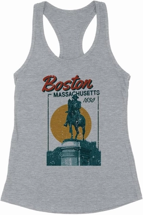 TeesAndTankYou Vacation Boston Massachusetts Tank Top Fitted Racerback Women's