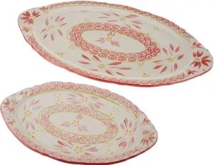 Temp-tations Set of 2 Platters: 18" x 11" and 12" x 7", Stoneware (Old World Pink)