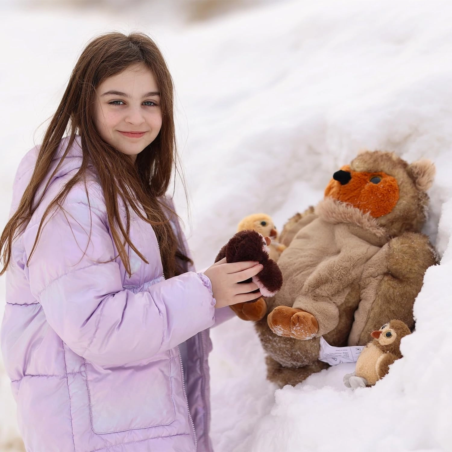 Tezituor 4-in-1 Owl Stuffed Animals Set, 20 Inch Large Mommy Stuffed Owl Plush with 3 Babies Toy, Soft Owl Plush Pillow for Girls Boys