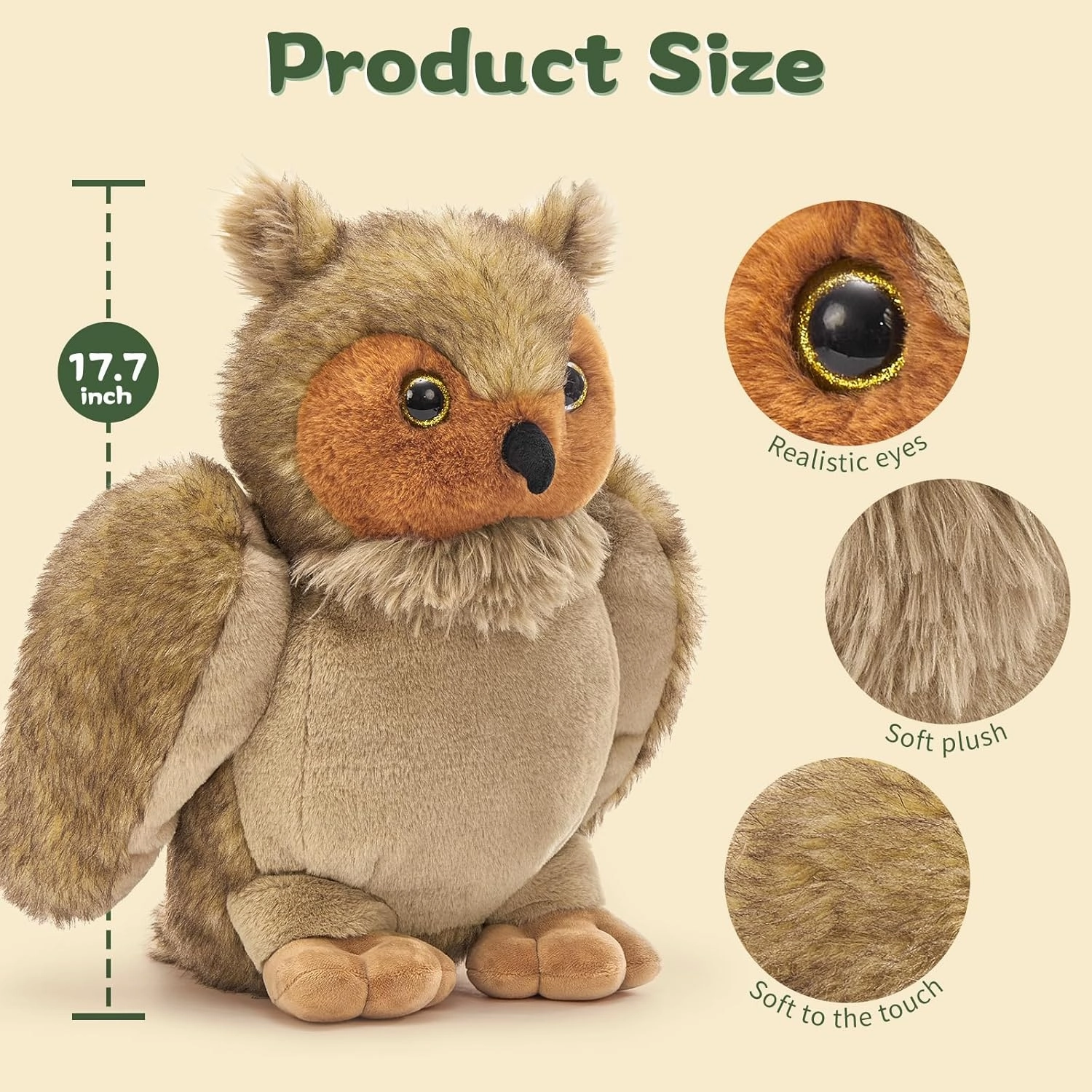 Tezituor 4-in-1 Owl Stuffed Animals Set, 20 Inch Large Mommy Stuffed Owl Plush with 3 Babies Toy, Soft Owl Plush Pillow for Girls Boys