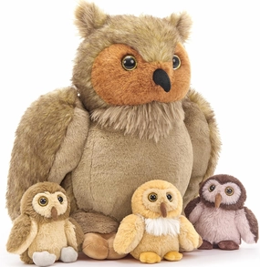 Tezituor 4-in-1 Owl Stuffed Animals Set, 20 Inch Large Mommy Stuffed Owl Plush with 3 Babies Toy, Soft Owl Plush Pillow for Girls Boys