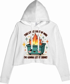 This Little Light of Mine Dumpster Fire Smile Face Cropped Fleece Hoodie, Soft & Cozy, Trendy Fit