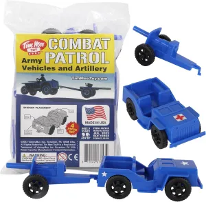 TimMee Combat Patrol Willys & Artillery - Blue 4pc Playset USA Made