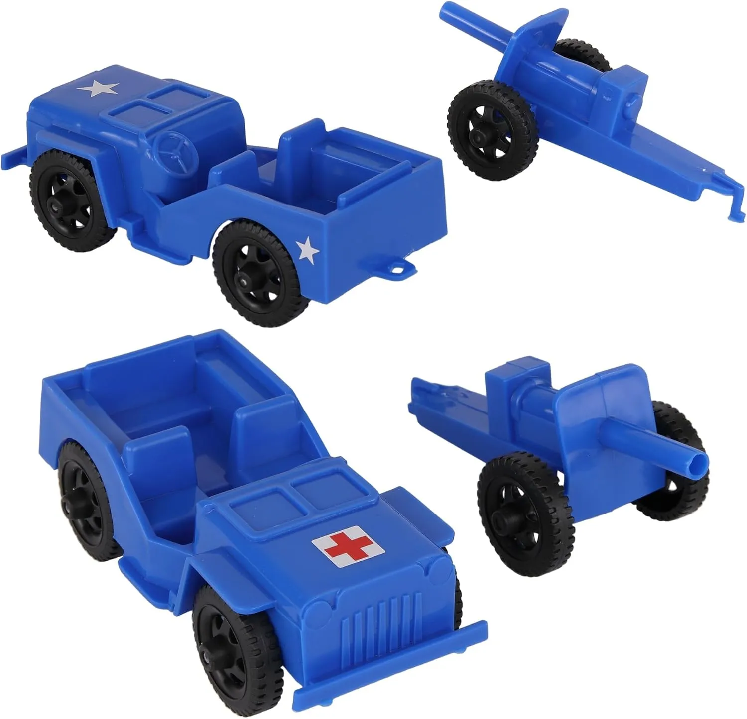 TimMee Combat Patrol Willys & Artillery - Blue 4pc Playset USA Made