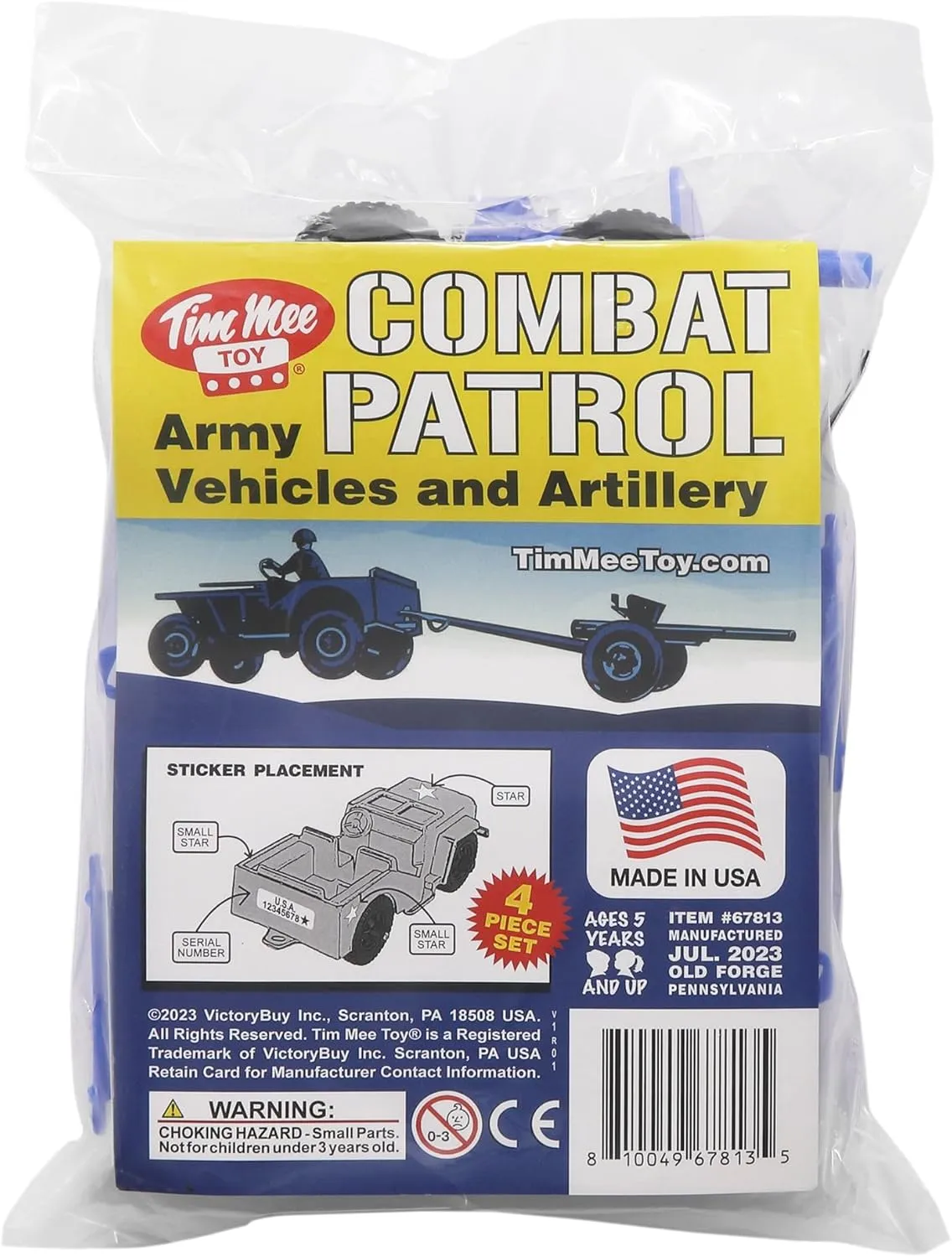 TimMee Combat Patrol Willys & Artillery - Blue 4pc Playset USA Made