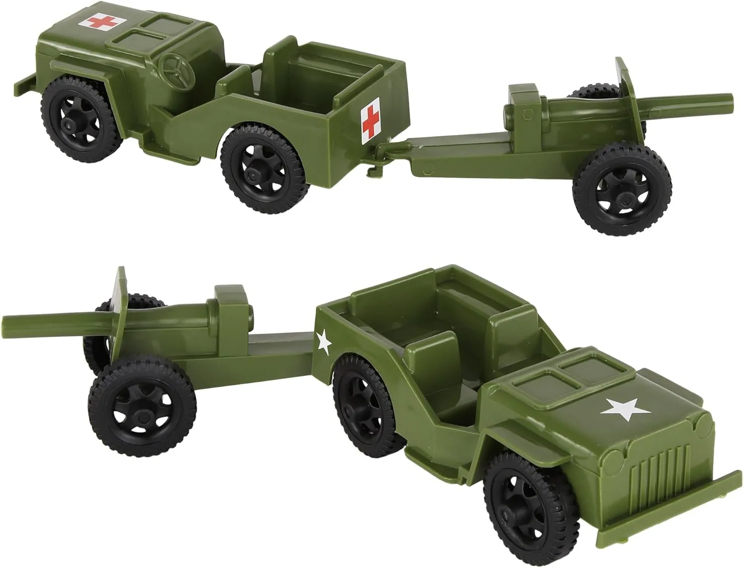 TimMee Combat Patrol Willys & Artillery - OD Green 4pc Playset USA Made