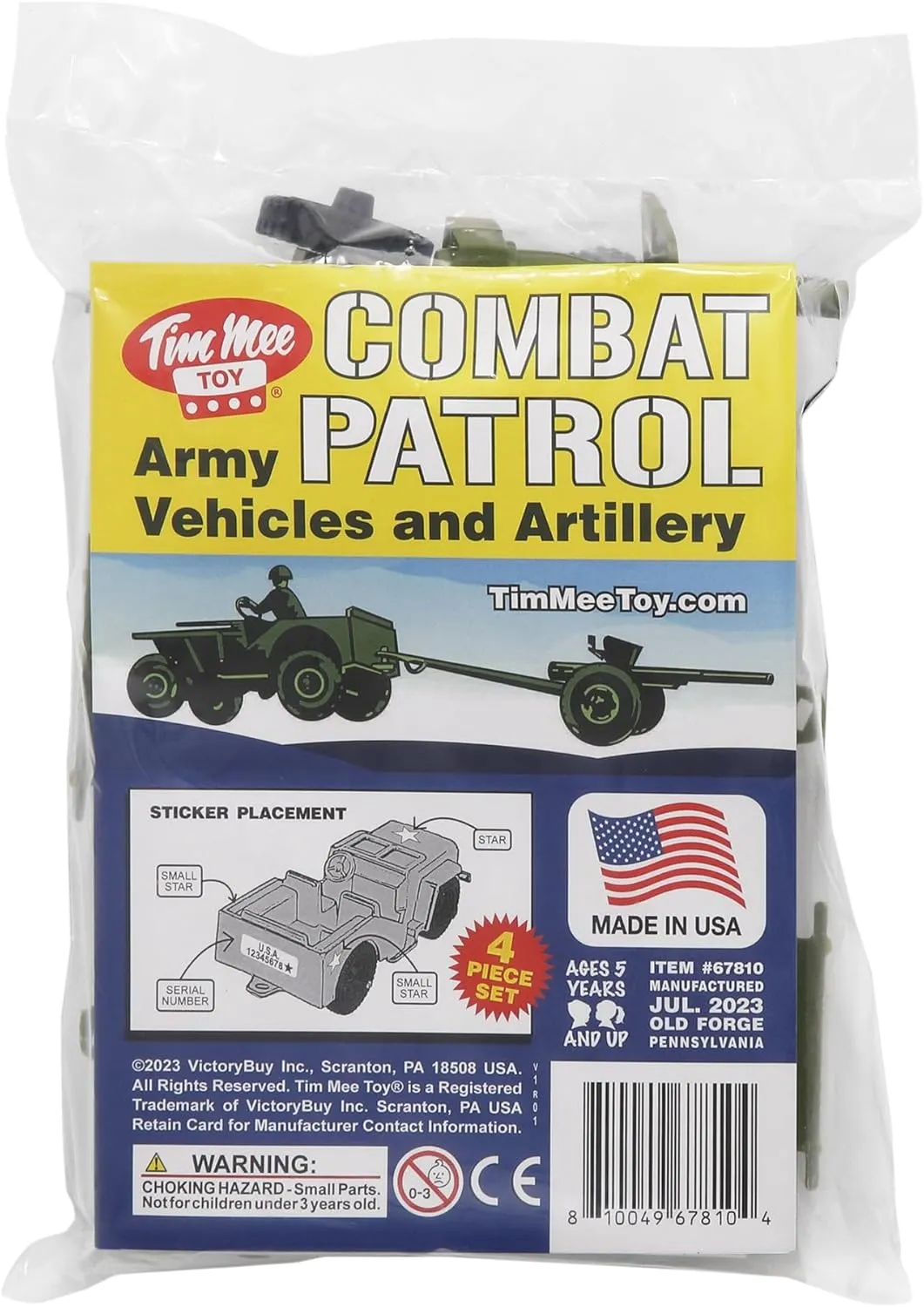 TimMee Combat Patrol Willys & Artillery - OD Green 4pc Playset USA Made