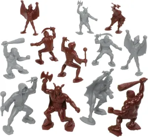 TimMee Legendary Battle Fantasy Figures - 3 inch Gray vs Rust Brown 24pc Set - US Made