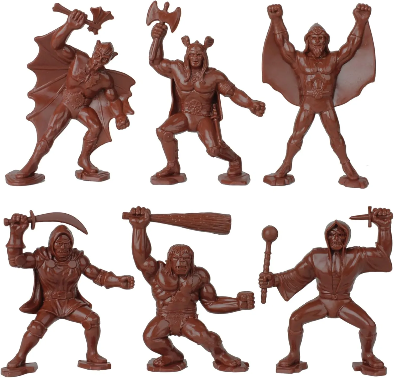 TimMee Legendary Battle Fantasy Figures - 3 inch Gray vs Rust Brown 24pc Set - US Made