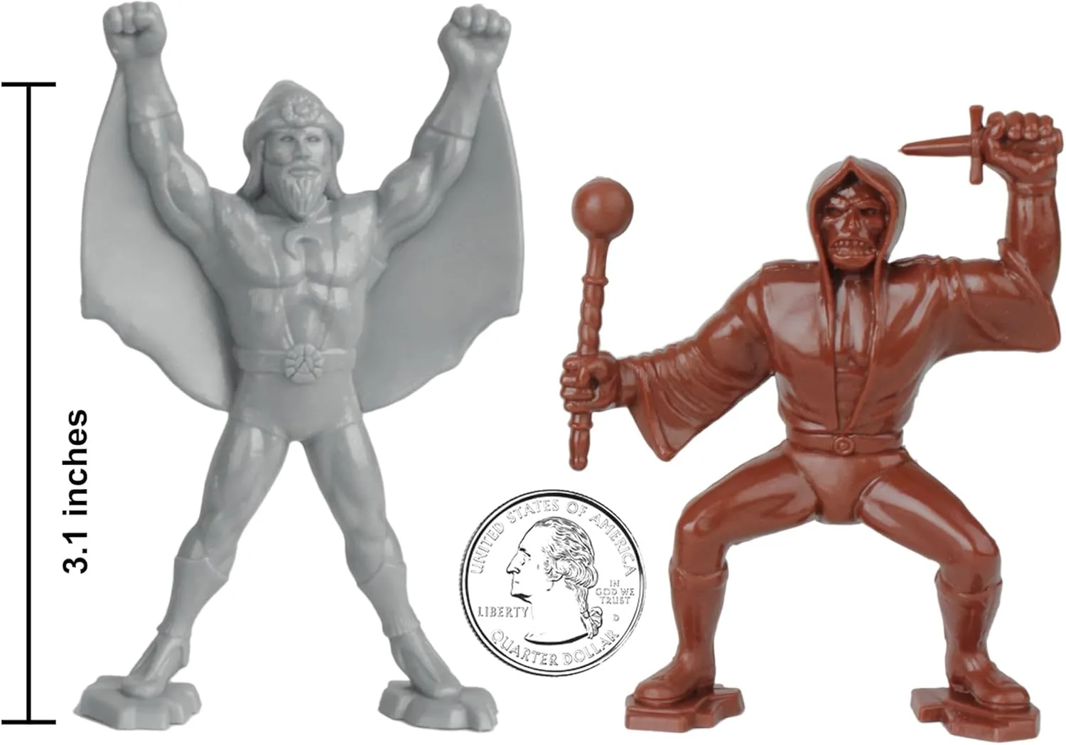 TimMee Legendary Battle Fantasy Figures - 3 inch Gray vs Rust Brown 24pc Set - US Made