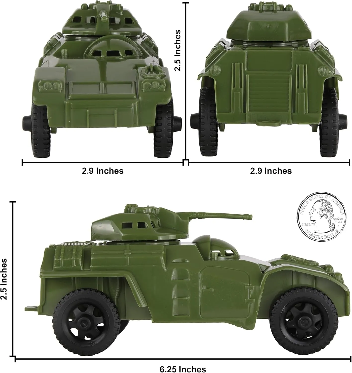 TimMee Recon Patrol Armored Cars - OD Green Plastic Army Men Scout Vehicles