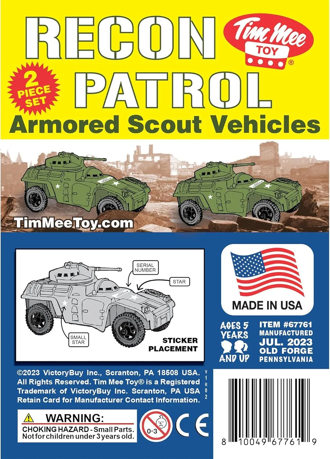 TimMee Recon Patrol Armored Cars - OD Green Plastic Army Men Scout Vehicles